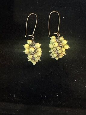 Green Cluster Bead Drop Earrings - Women Jewelry